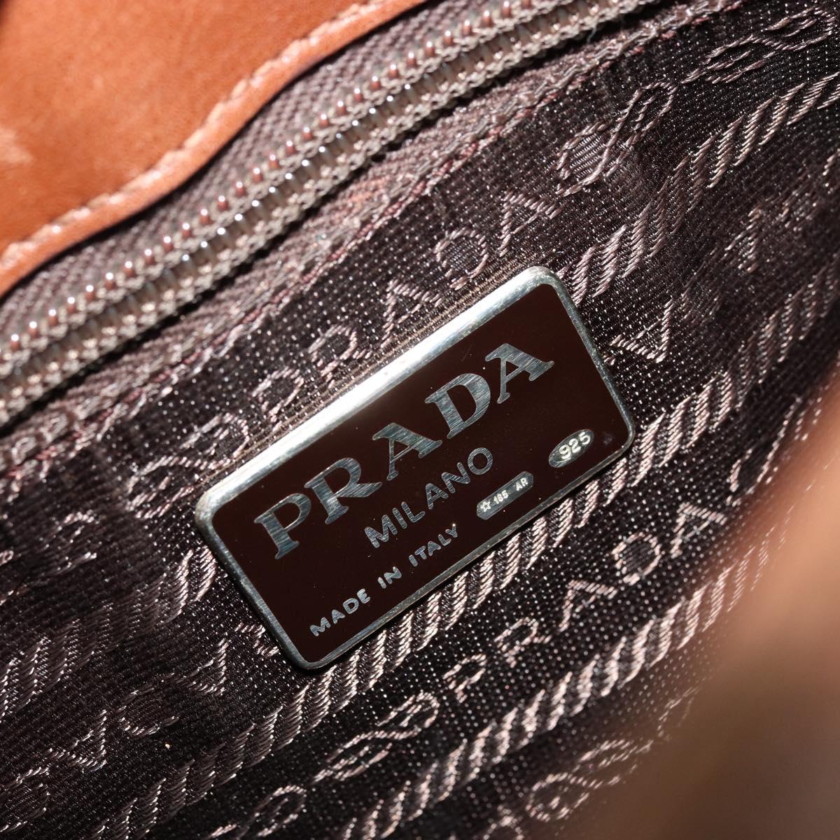 PRADA Shoulder Bag Leather Brown Gold Auth ep14232