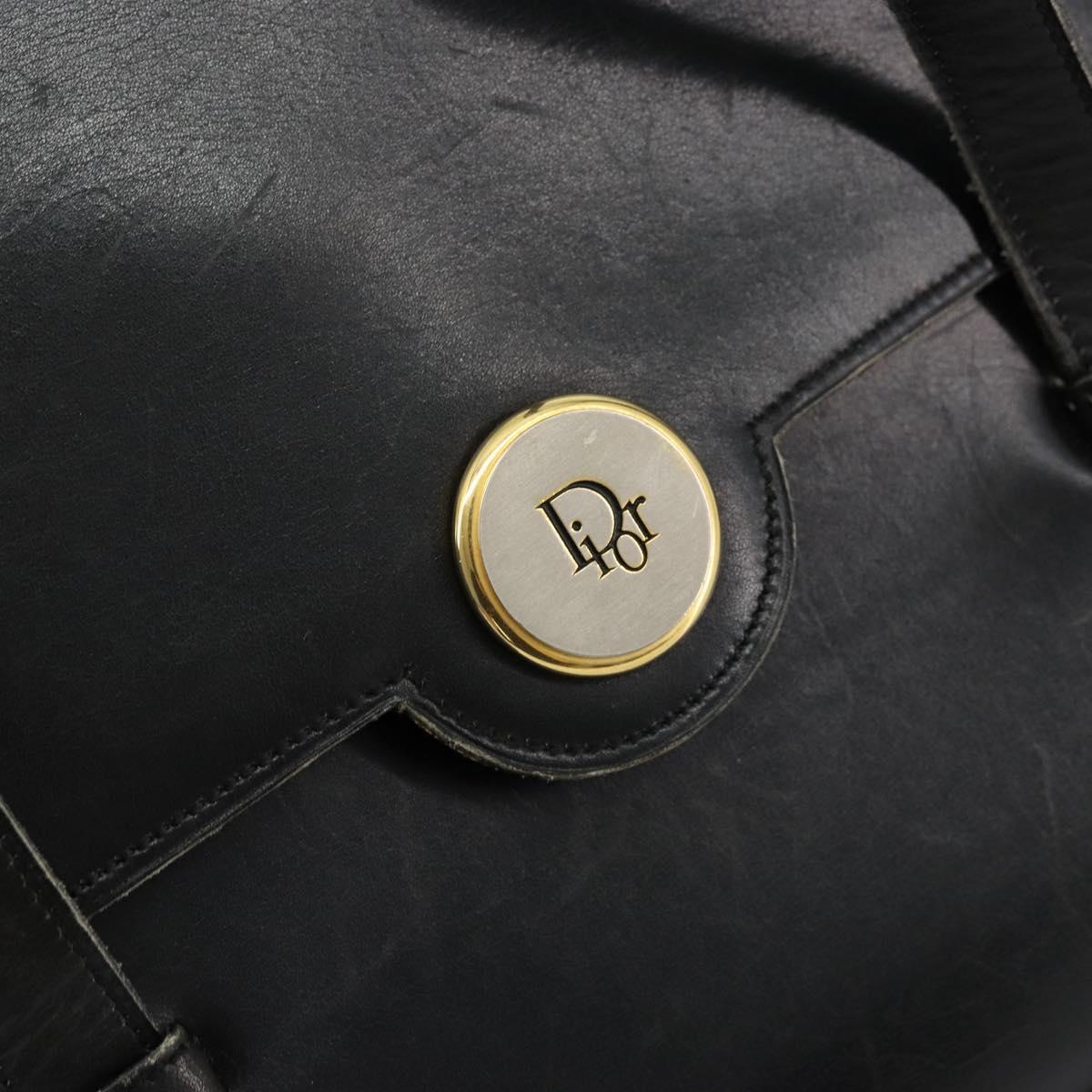 Christian Dior Hand Bag Leather Black Gold Auth ep14233