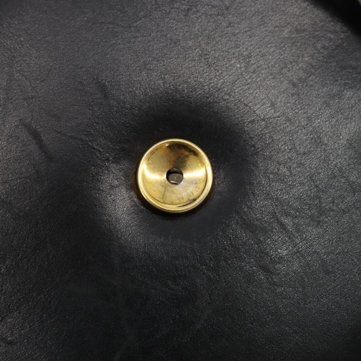 Christian Dior Hand Bag Leather Black Gold Auth ep14233