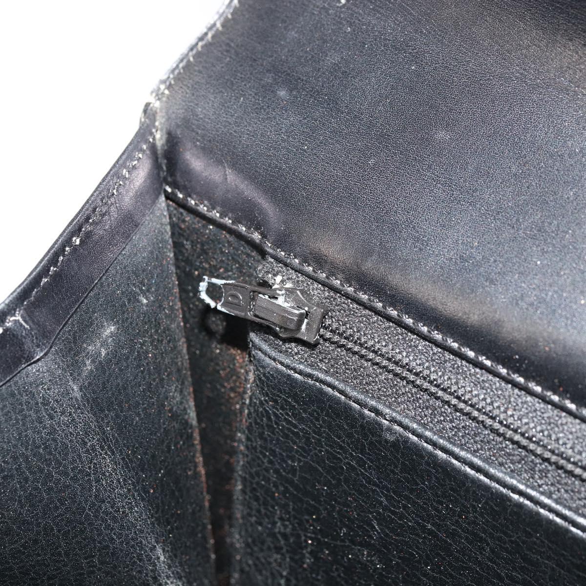 Christian Dior Hand Bag Leather Black Gold Auth ep14233
