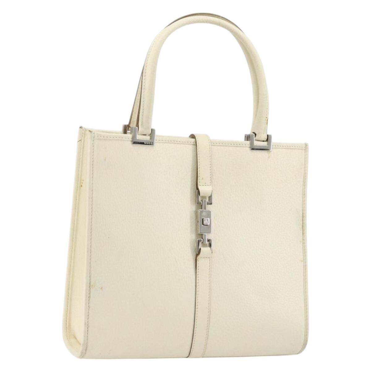 GUCCI Jackie Hand Bag Leather Ivory Silver 002 1065 Auth ep14245