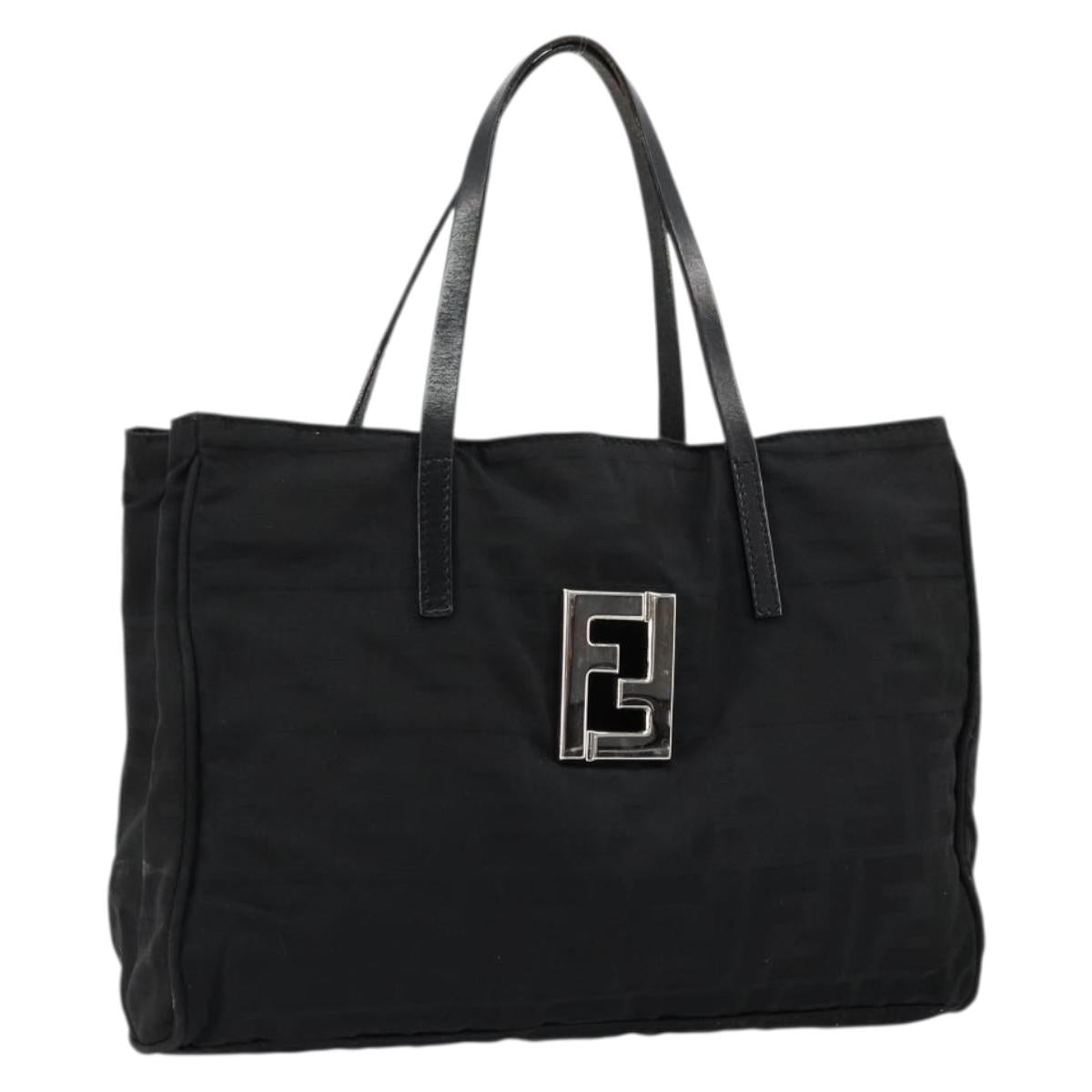 FENDI Zucca Canvas Hand Bag Black Silver Auth ep14249A
