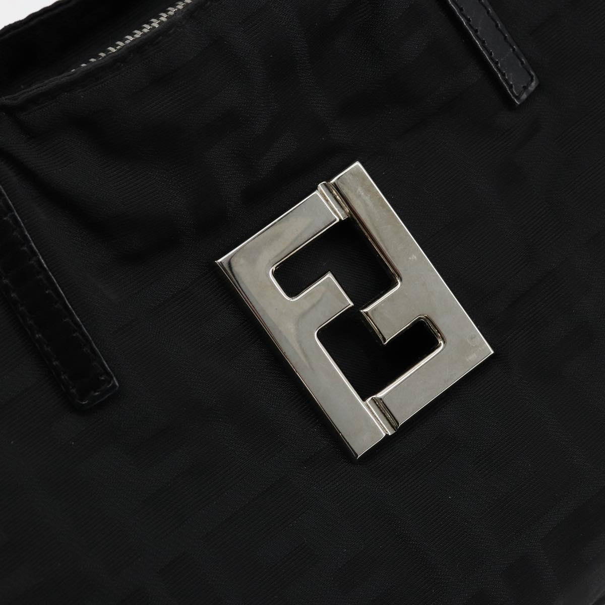 FENDI Zucca Canvas Hand Bag Black Silver Auth ep14249A