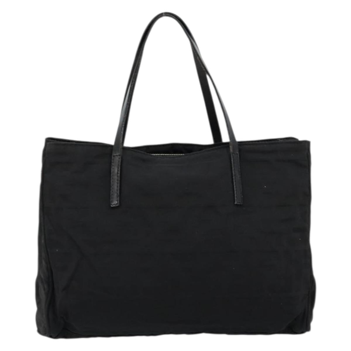 FENDI Zucca Canvas Hand Bag Black Silver Auth ep14249A