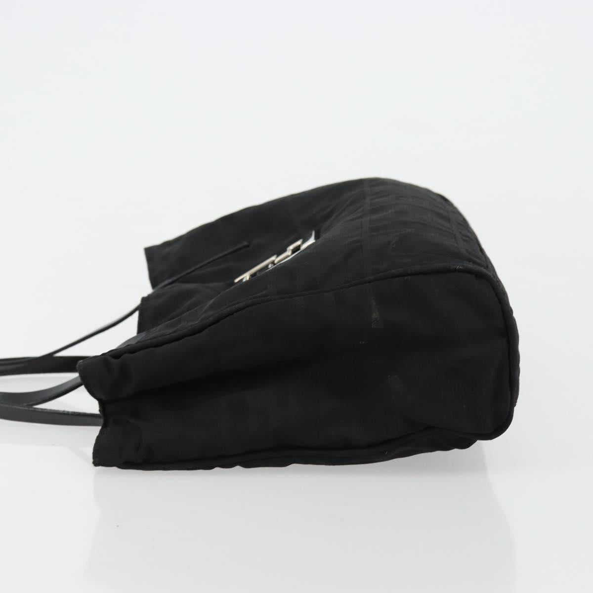 FENDI Zucca Canvas Hand Bag Black Silver Auth ep14249A