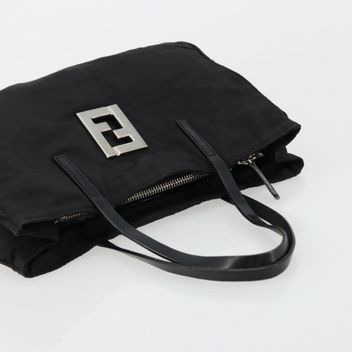 FENDI Zucca Canvas Hand Bag Black Silver Auth ep14249A