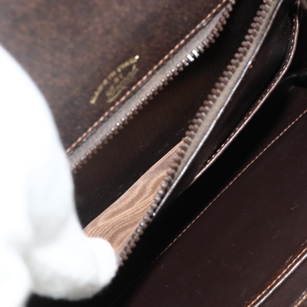 GUCCI Hand Bag Leather Brown Gold Auth ep14250