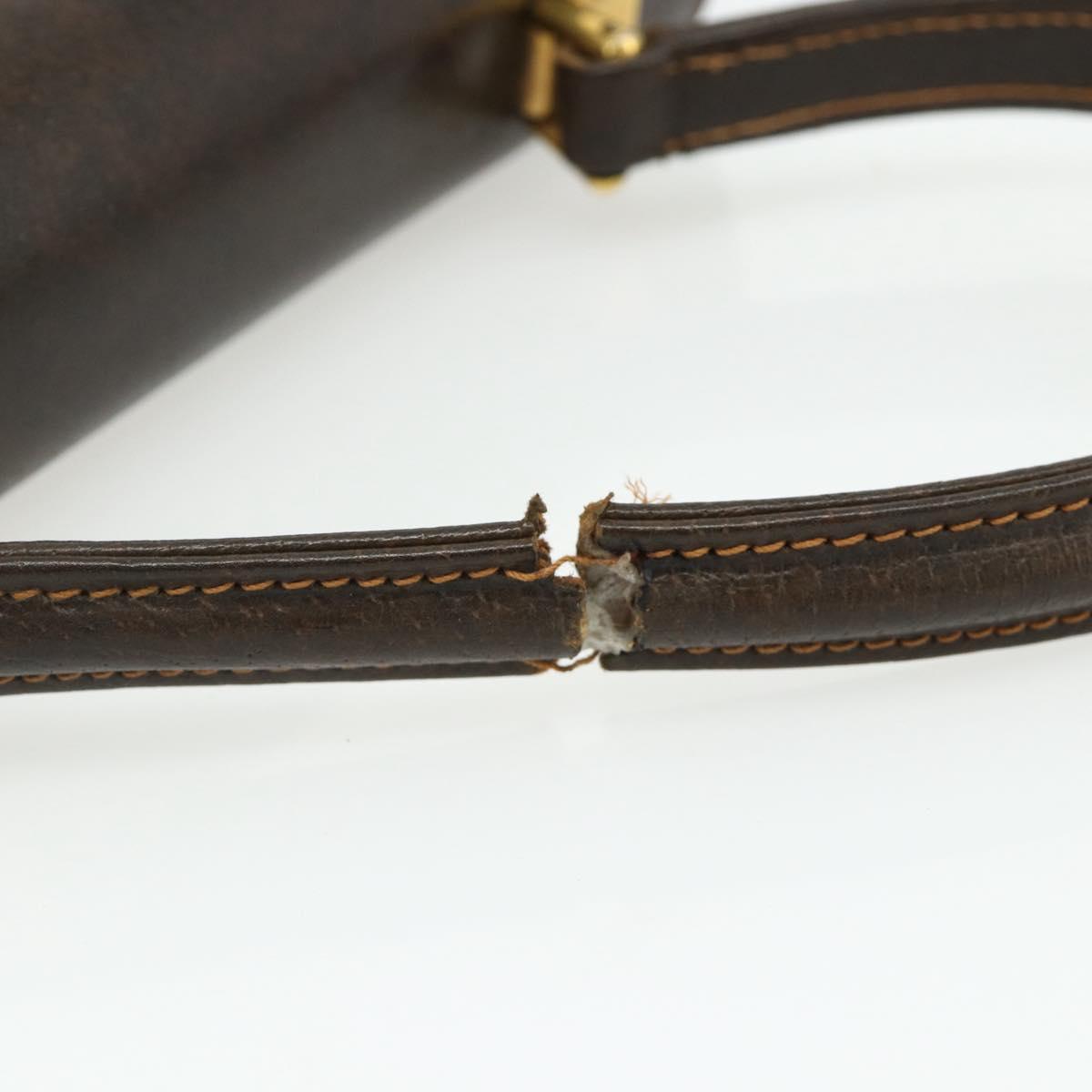 GUCCI Hand Bag Leather Brown Gold Auth ep14250