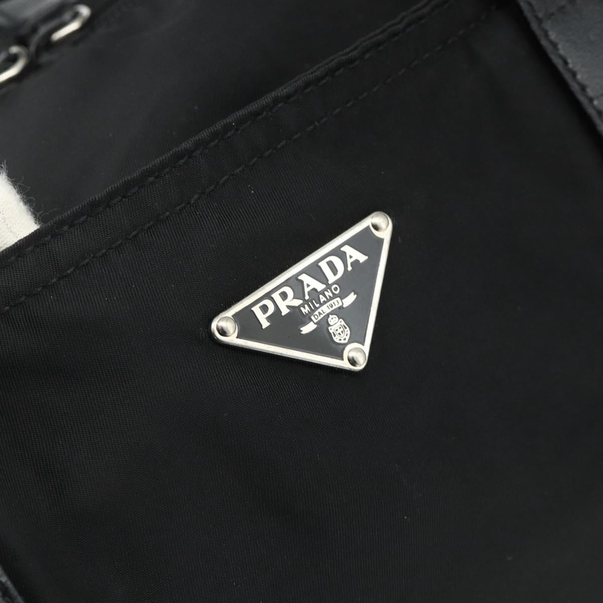 PRADA Tote Bag Nylon Black Silver Auth ep14252