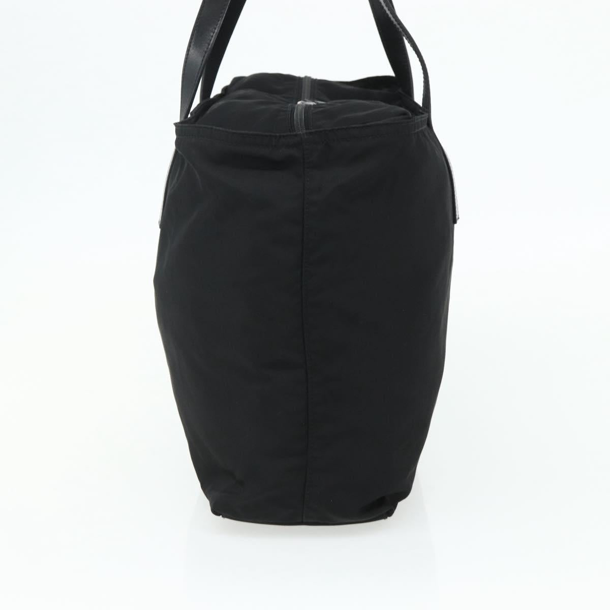 PRADA Tote Bag Nylon Black Silver Auth ep14252