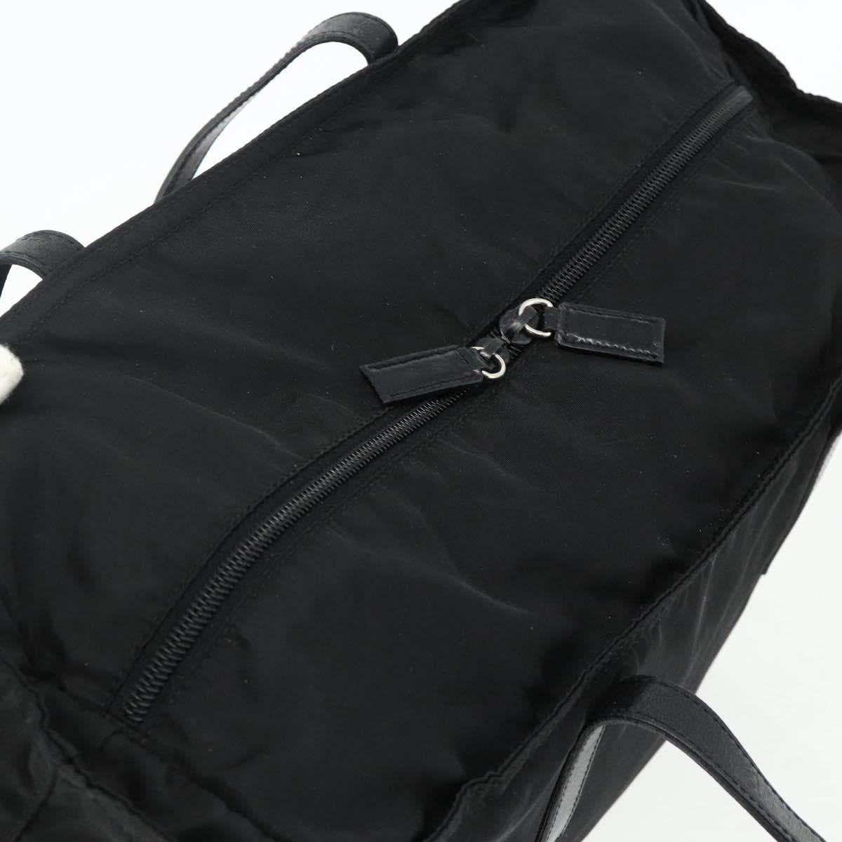 PRADA Tote Bag Nylon Black Silver Auth ep14252