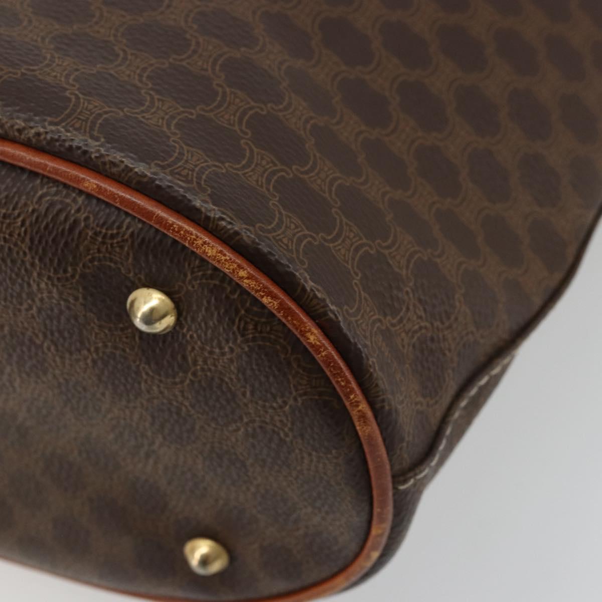 CELINE Macadam Canvas Tote Bag PVC Leather Brown Gold Auth ep14253