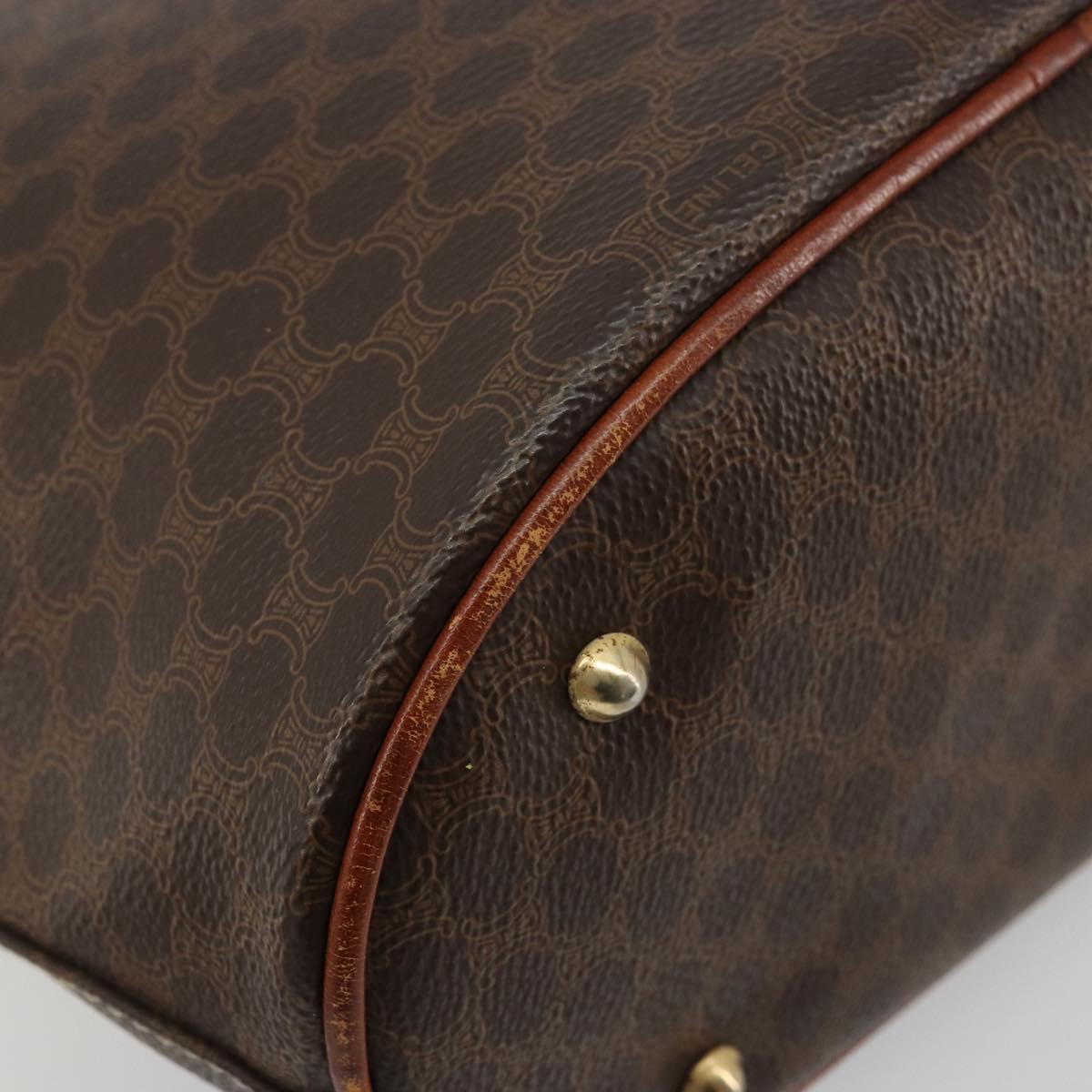 CELINE Macadam Canvas Tote Bag PVC Leather Brown Gold Auth ep14253