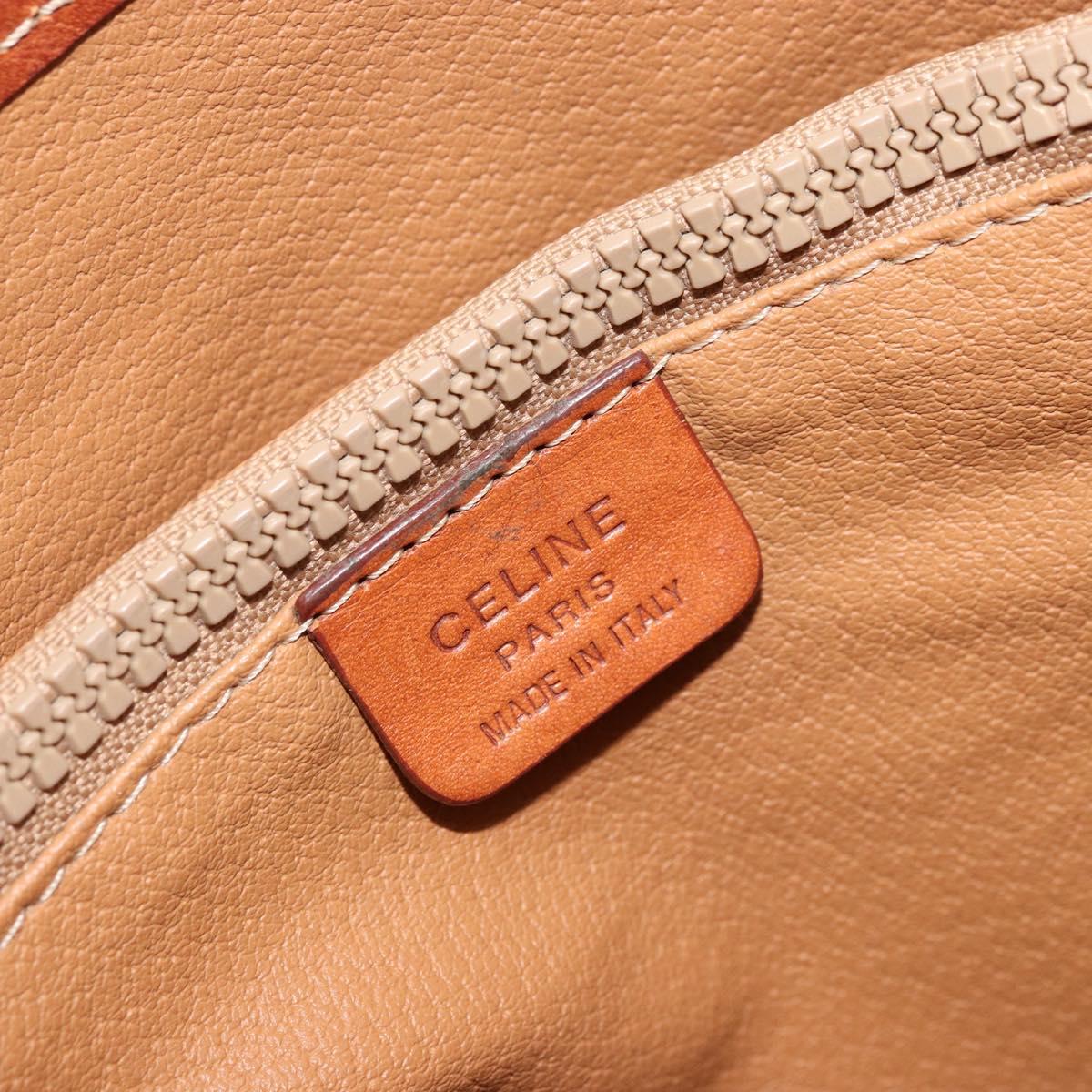 CELINE Macadam Canvas Tote Bag PVC Leather Brown Gold Auth ep14253