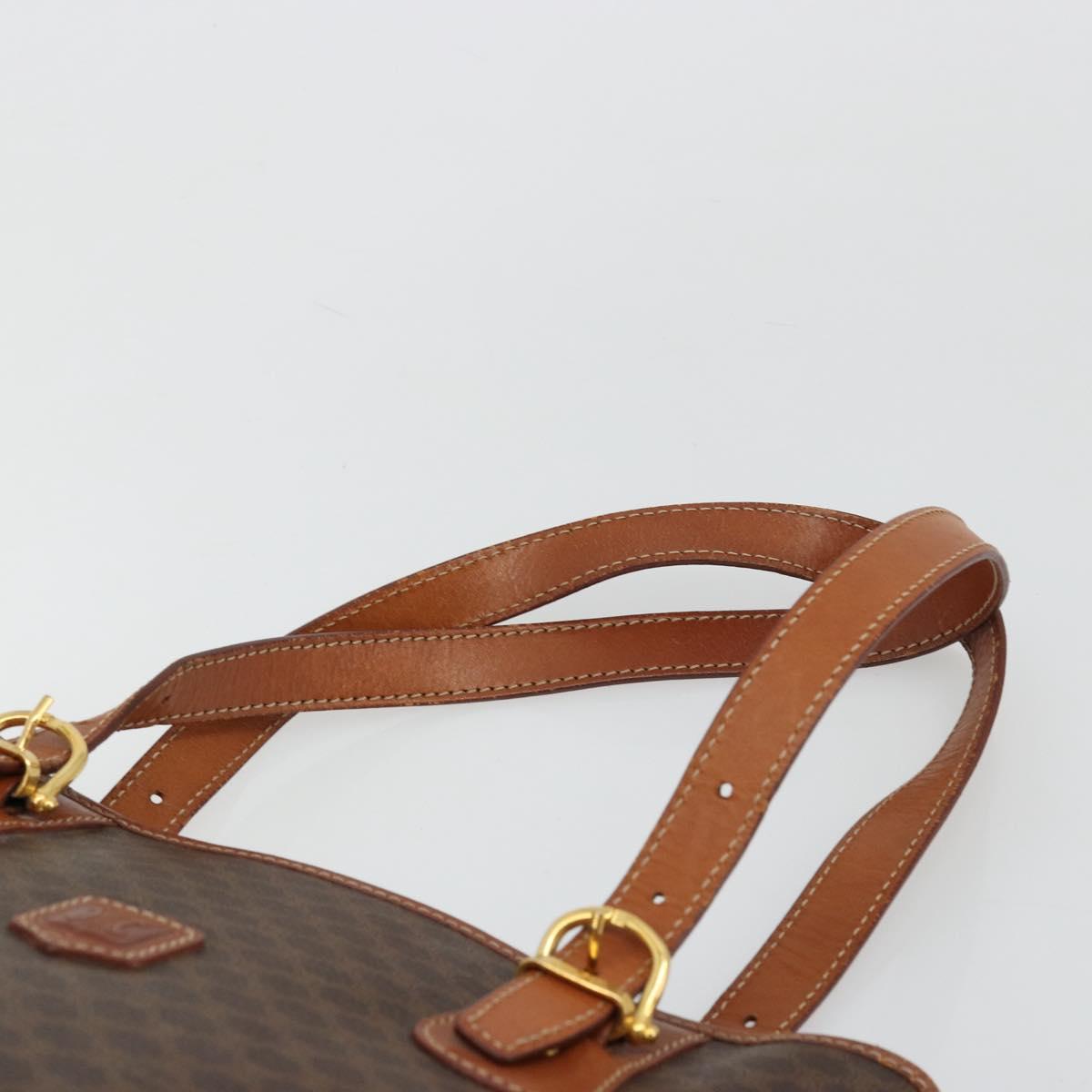 CELINE Macadam Canvas Tote Bag PVC Leather Brown Gold Auth ep14253