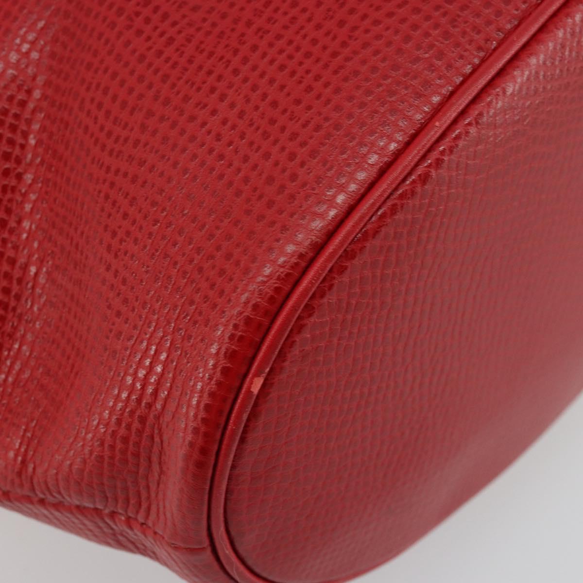 Christian Dior Tote Bag Leather Red Gold Auth ep14258