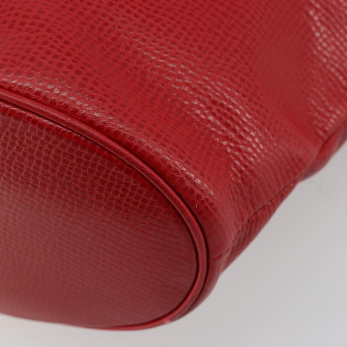 Christian Dior Tote Bag Leather Red Gold Auth ep14258