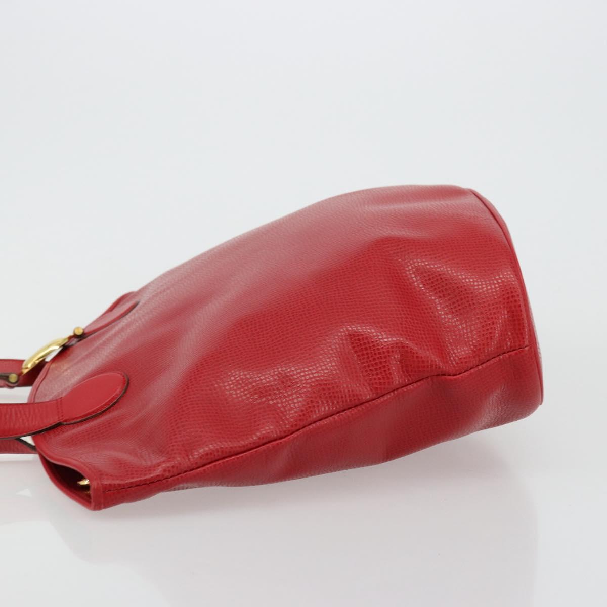 Christian Dior Tote Bag Leather Red Gold Auth ep14258