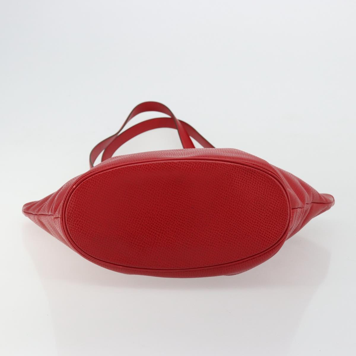 Christian Dior Tote Bag Leather Red Gold Auth ep14258