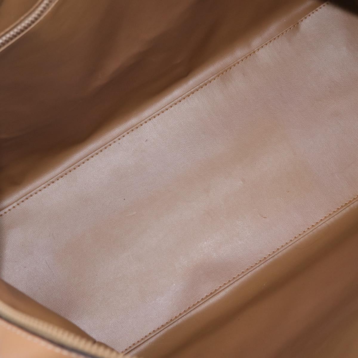 CELINE Macadam Canvas Boston Bag PVC Leather Brown Gold Auth ep14259