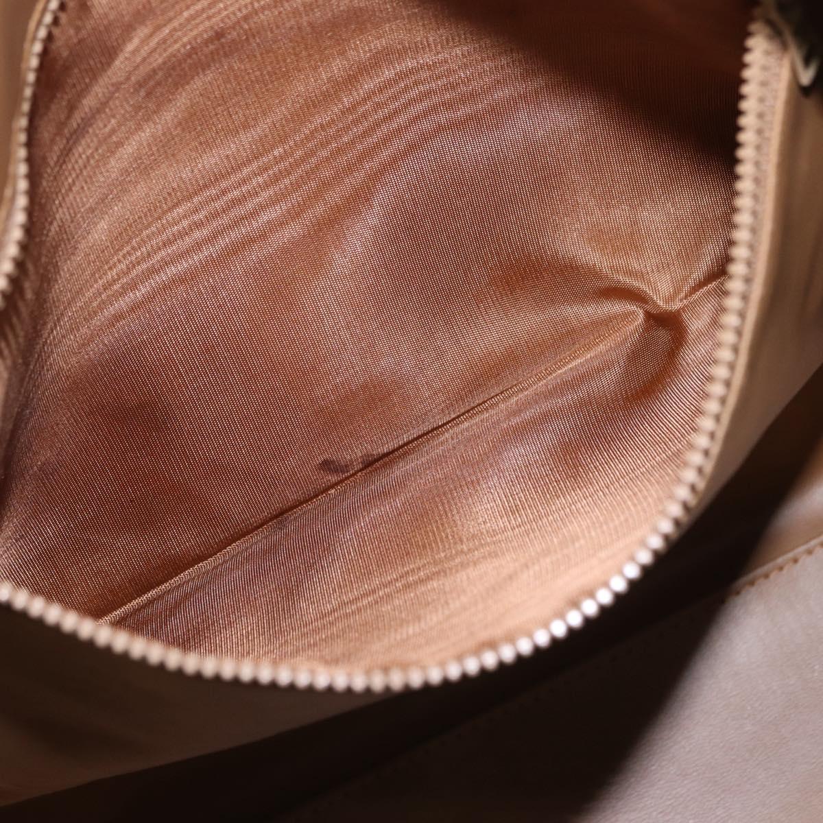 CELINE Macadam Canvas Boston Bag PVC Leather Brown Gold Auth ep14259