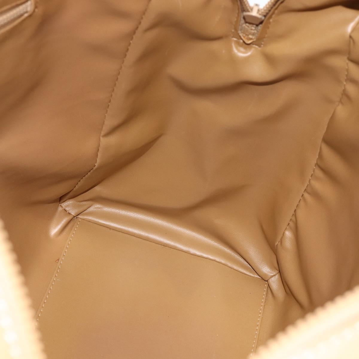 CELINE Macadam Canvas Boston Bag PVC Leather Brown Gold Auth ep14259