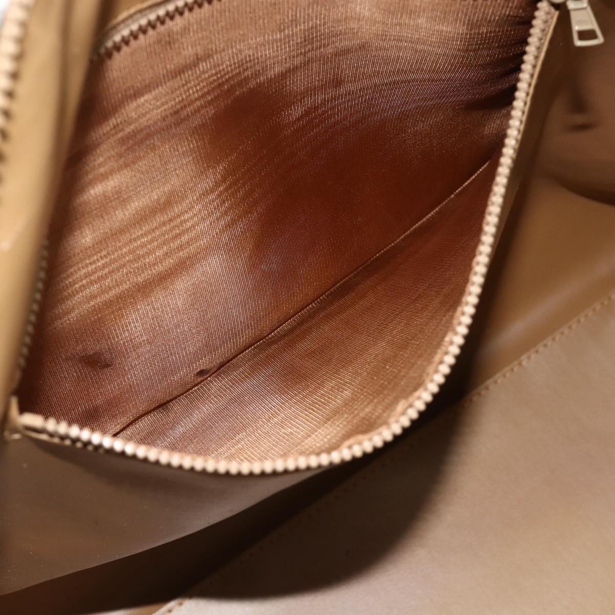 CELINE Macadam Canvas Boston Bag PVC Leather Brown Gold Auth ep14259