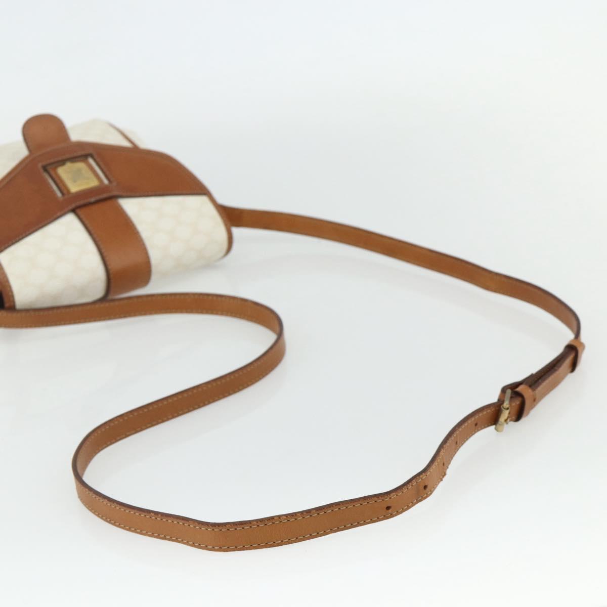 CELINE Macadam Canvas Shoulder Bag PVC Leather White Gold Auth ep14261