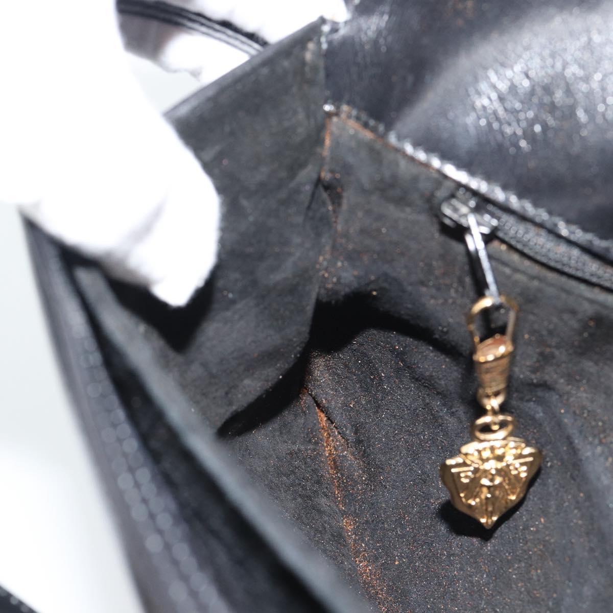 GUCCI Shoulder Bag Leather Black Gold Auth ep14267A