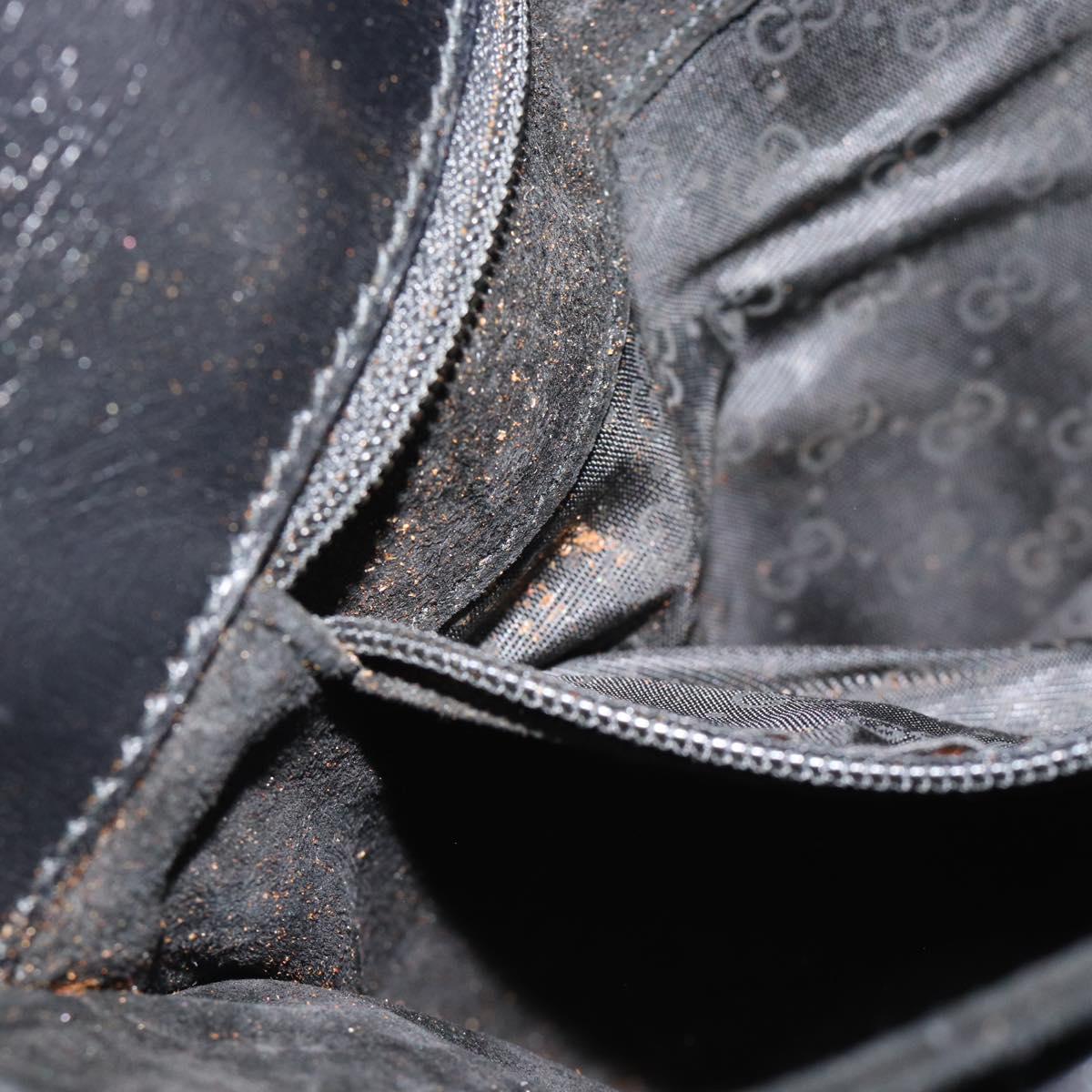 GUCCI Shoulder Bag Leather Black Gold Auth ep14267A