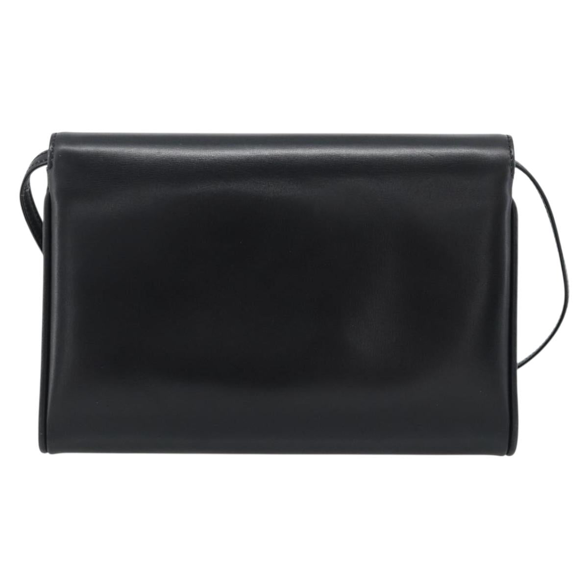 GUCCI Shoulder Bag Leather Black Gold Auth ep14267A