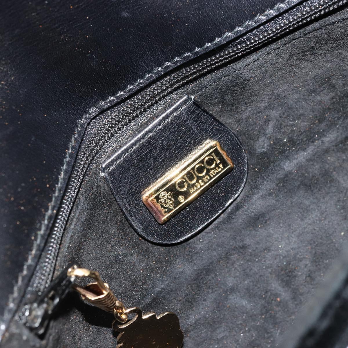 GUCCI Shoulder Bag Leather Black Gold Auth ep14267A