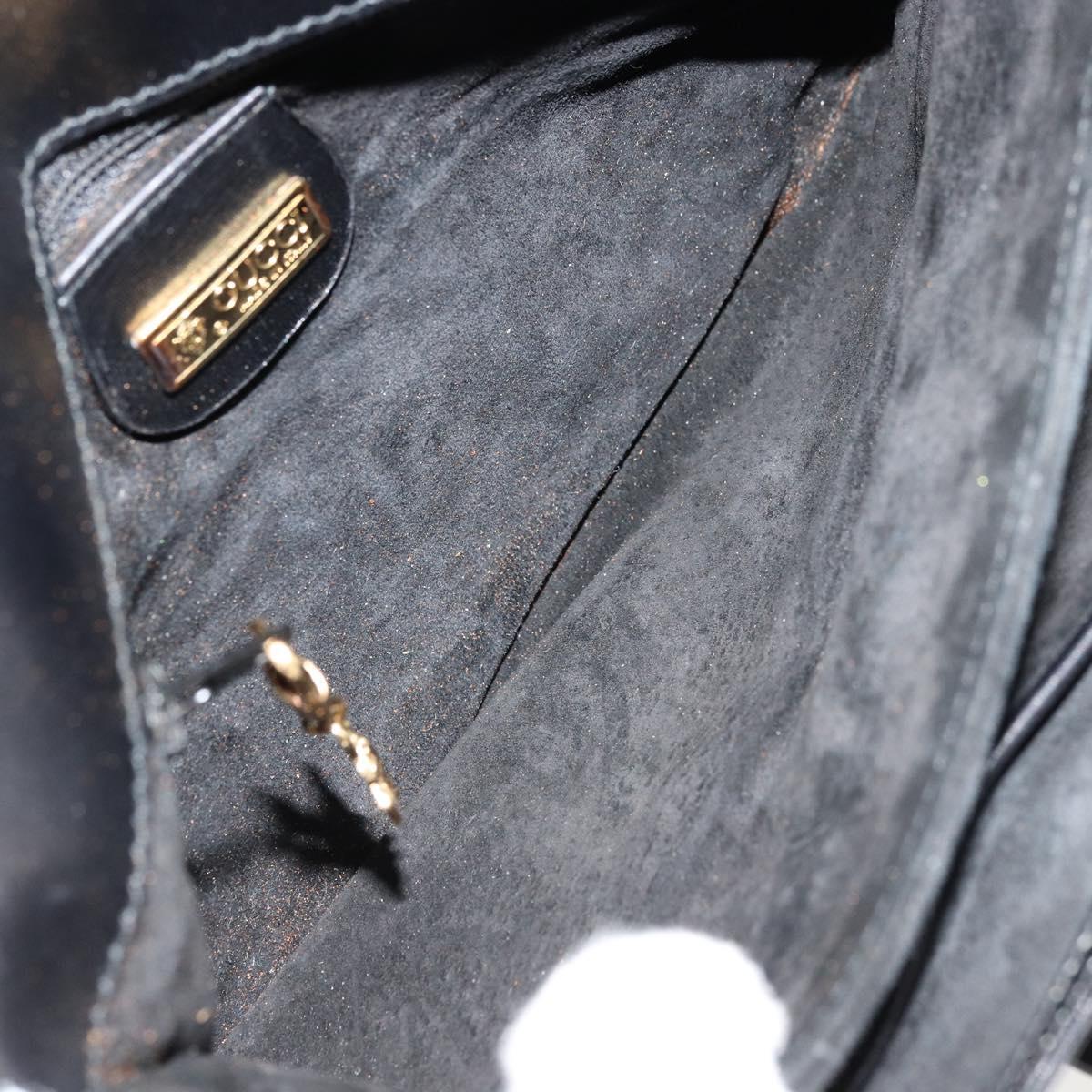 GUCCI Shoulder Bag Leather Black Gold Auth ep14267A