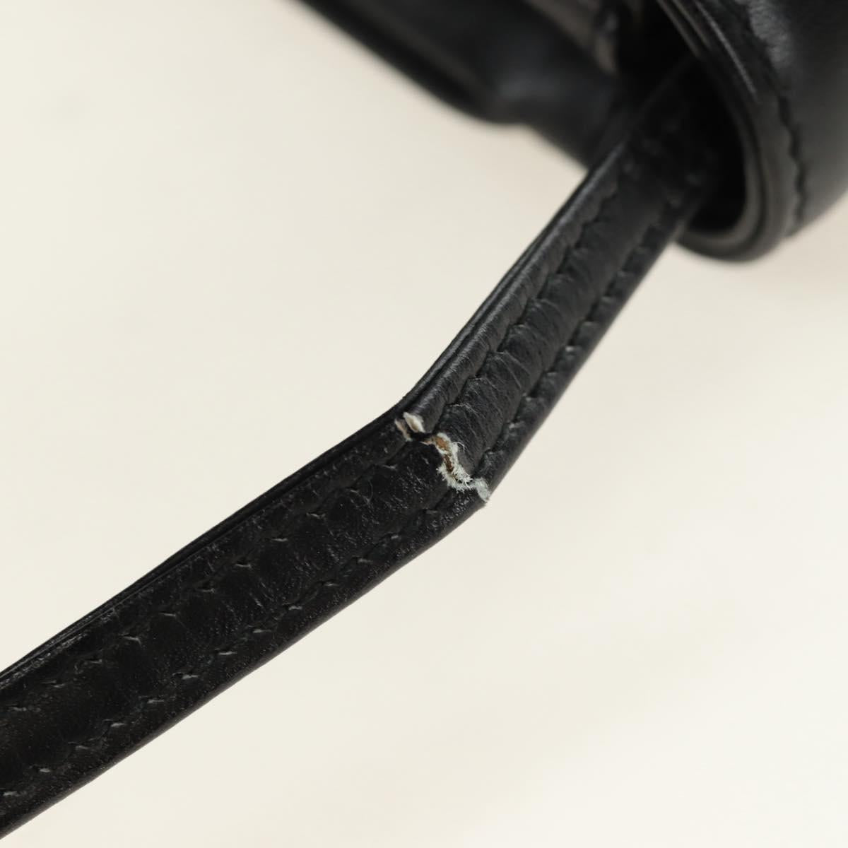 GUCCI Shoulder Bag Leather Black Gold Auth ep14267A