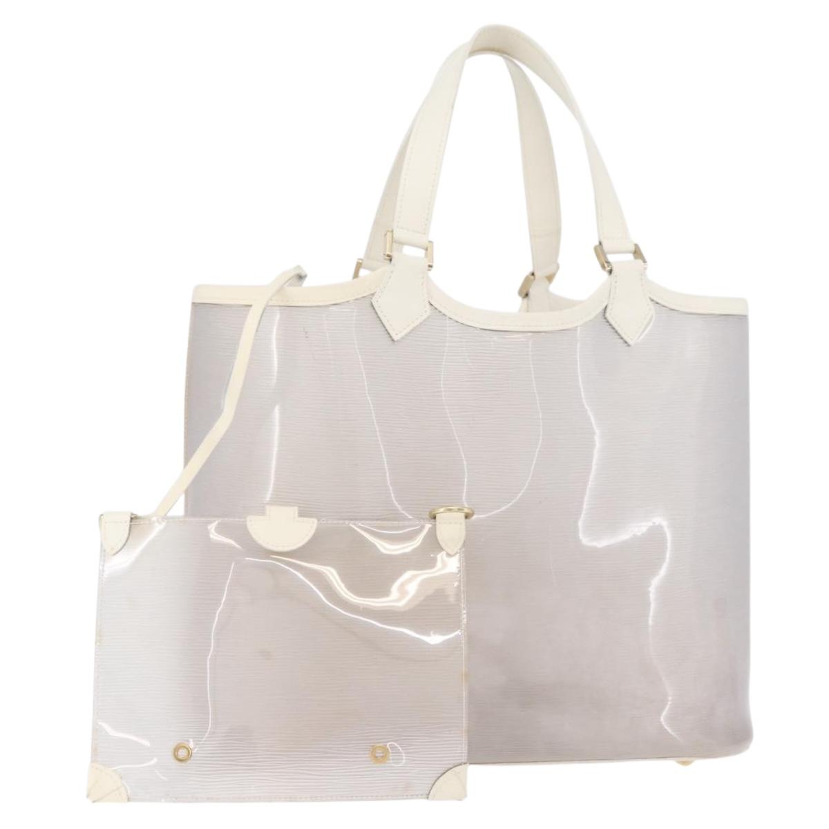 LOUIS VUITTON Epi Plage Lagoon Bay Tote Bag White Clear M92151 LV Auth ep14269