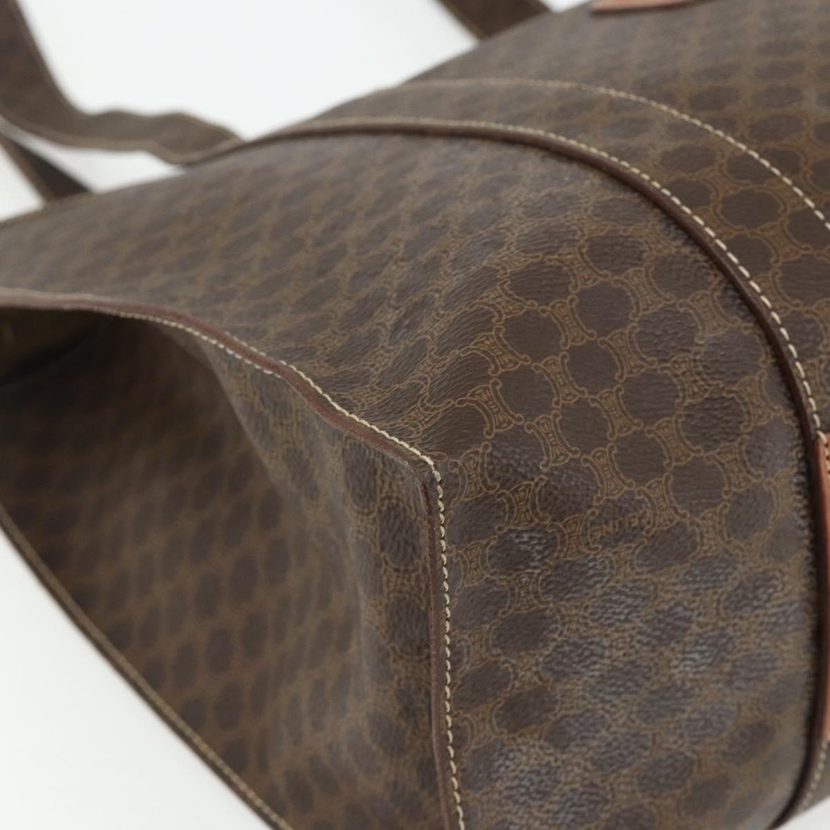 CELINE Macadam Canvas Tote Bag PVC Leather Brown Gold Auth ep14273A