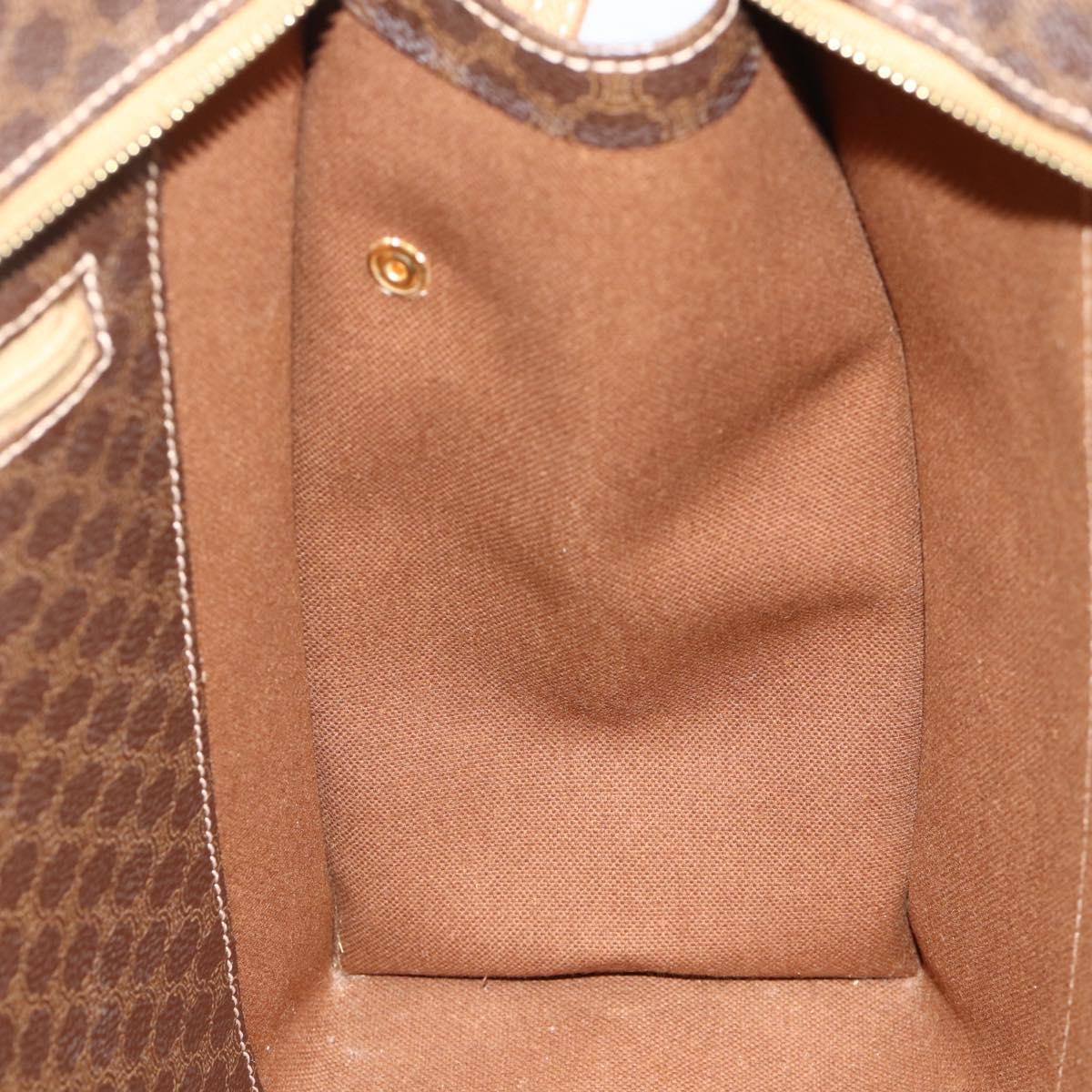 CELINE Macadam Canvas Tote Bag PVC Leather Brown Gold Auth ep14273A