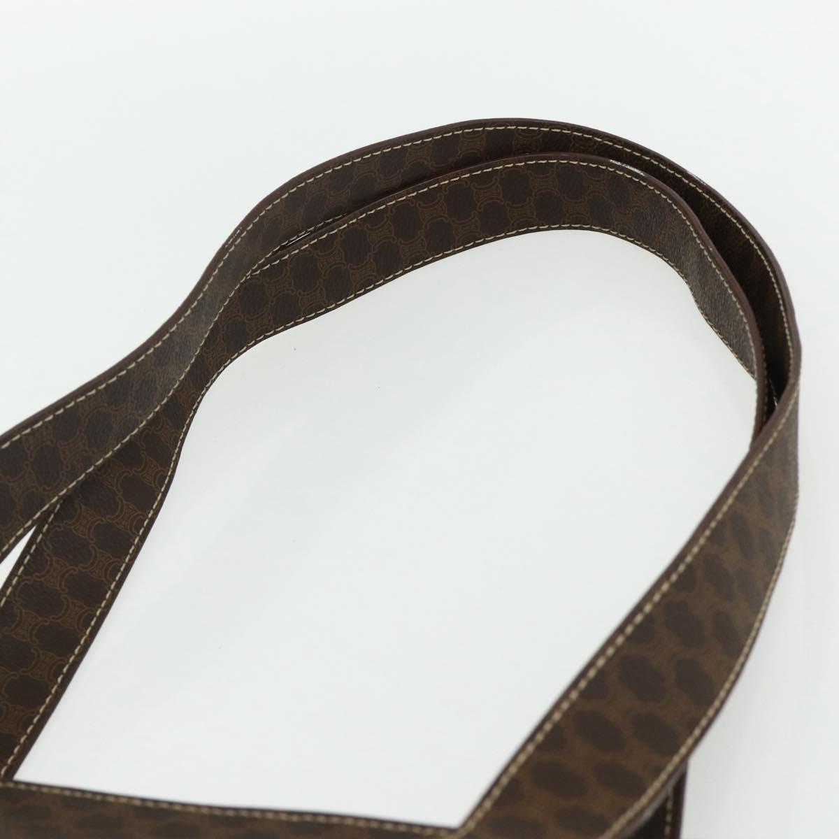 CELINE Macadam Canvas Tote Bag PVC Leather Brown Gold Auth ep14273A