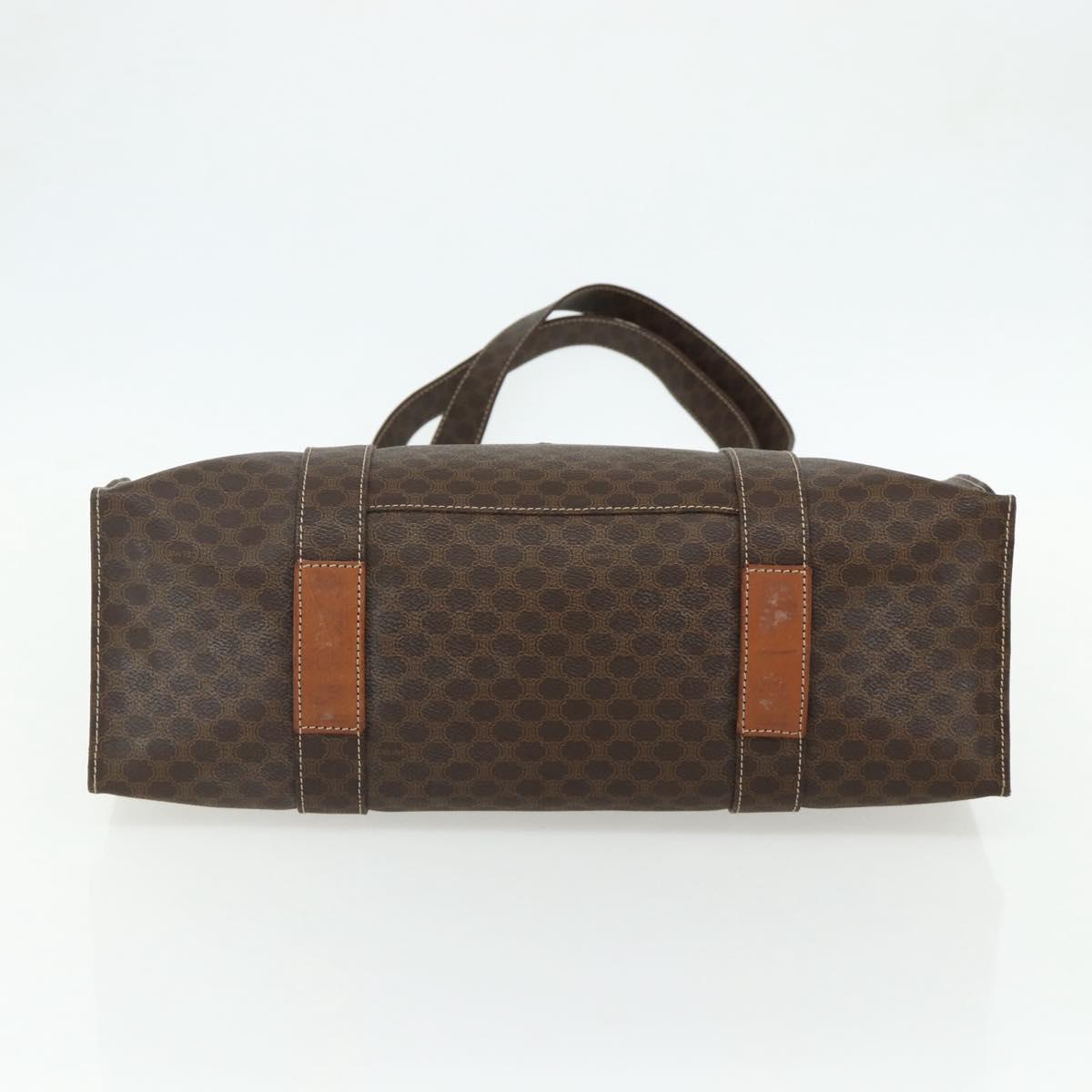 CELINE Macadam Canvas Tote Bag PVC Leather Brown Gold Auth ep14273A