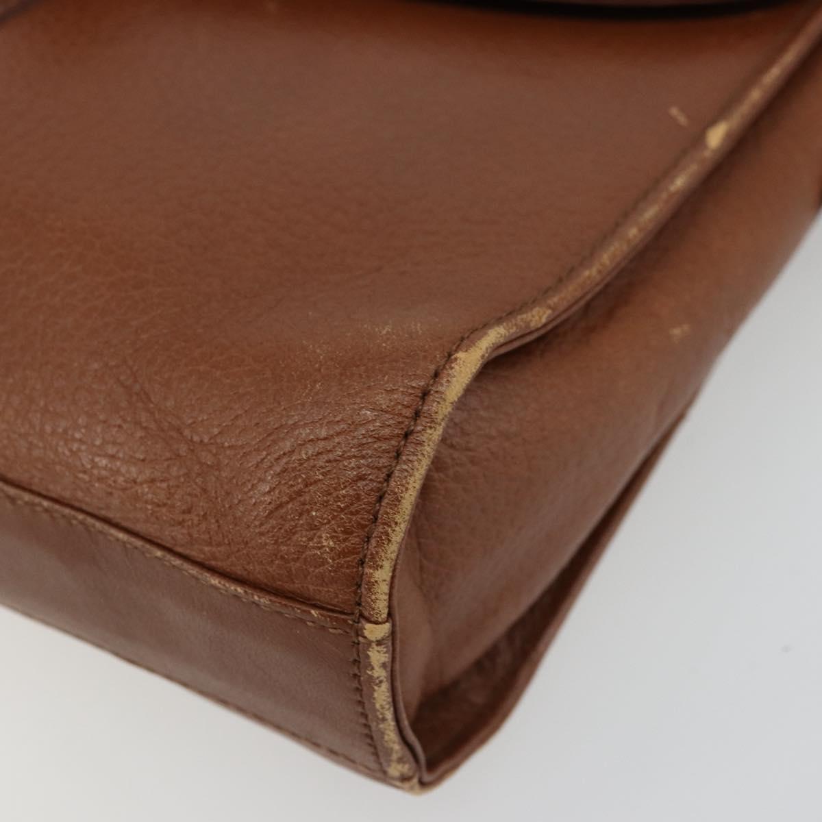 Burberrys Shoulder Bag Leather Brown Gold Auth ep14277