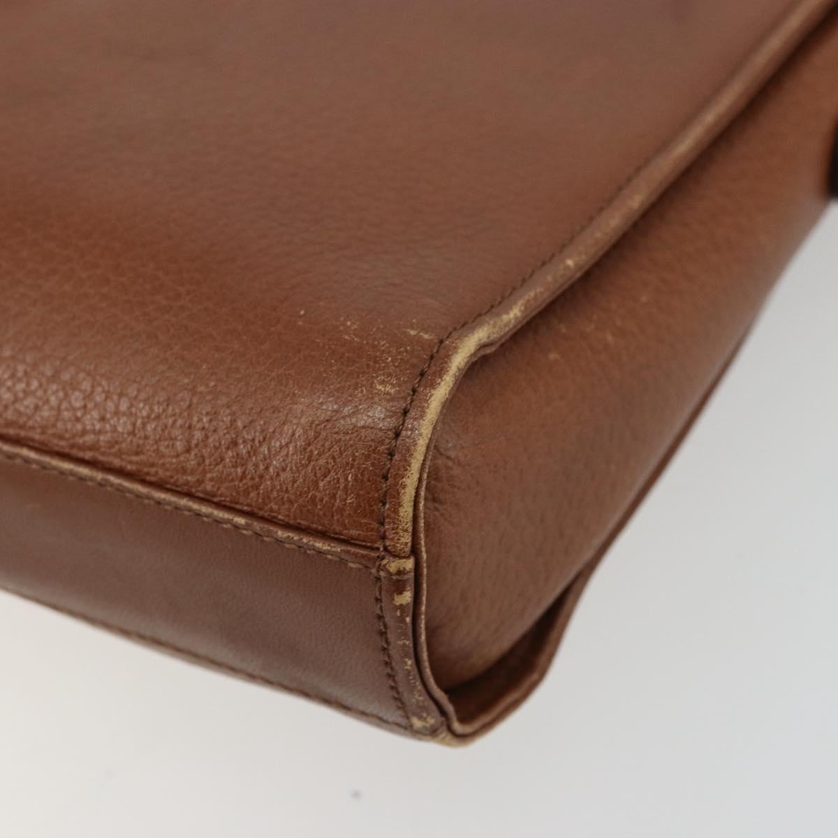 Burberrys Shoulder Bag Leather Brown Gold Auth ep14277