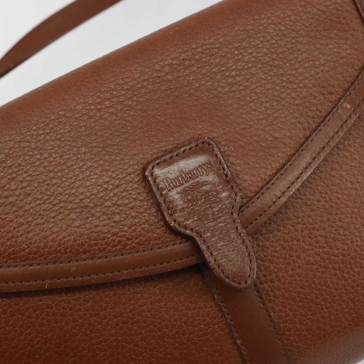 Burberrys Shoulder Bag Leather Brown Gold Auth ep14277