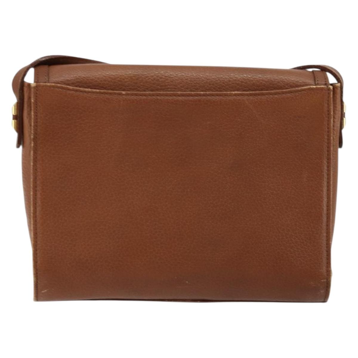 Burberrys Shoulder Bag Leather Brown Gold Auth ep14277