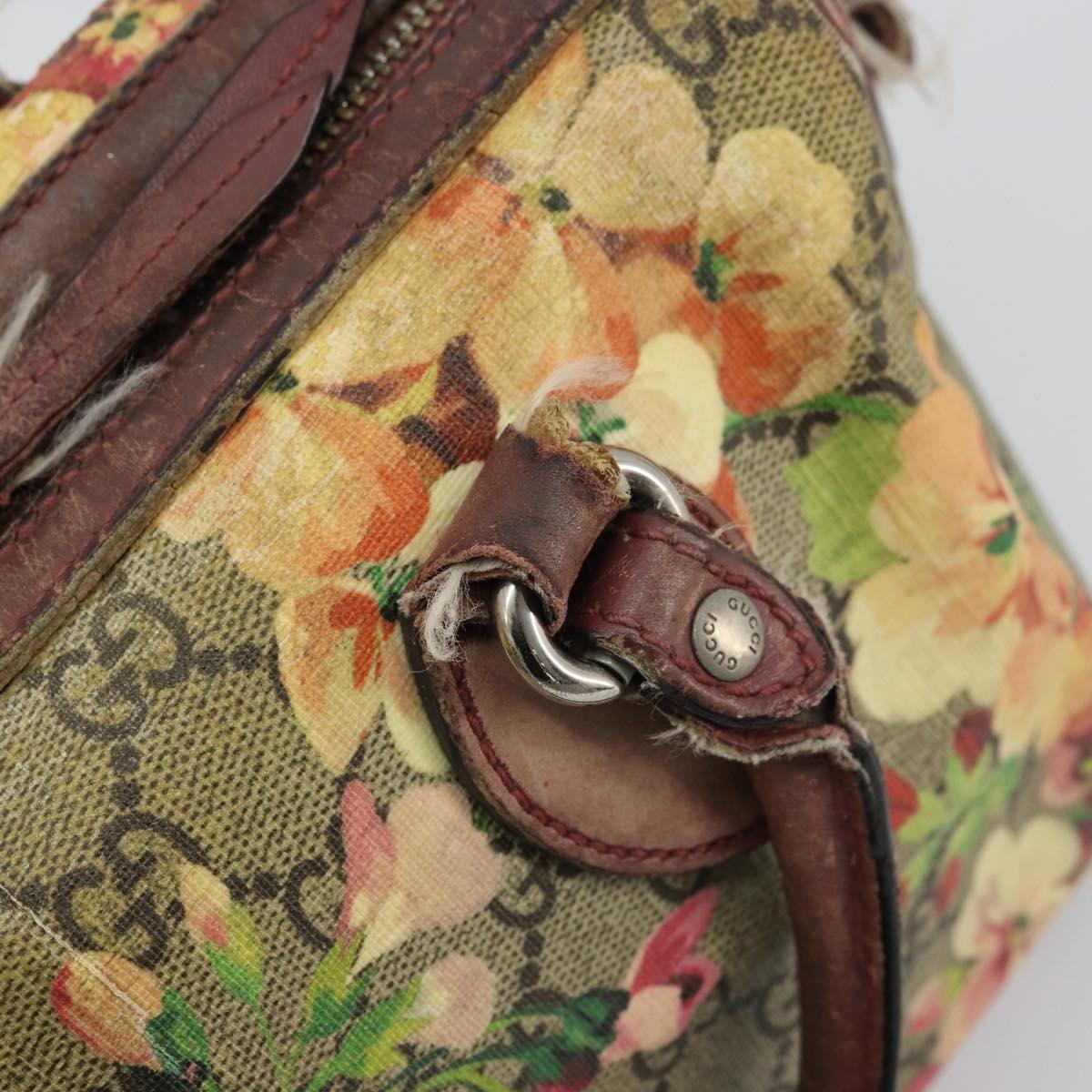 GUCCI GG Supreme Boston Bag PVC Beige Silver 409529 Auth ep14278