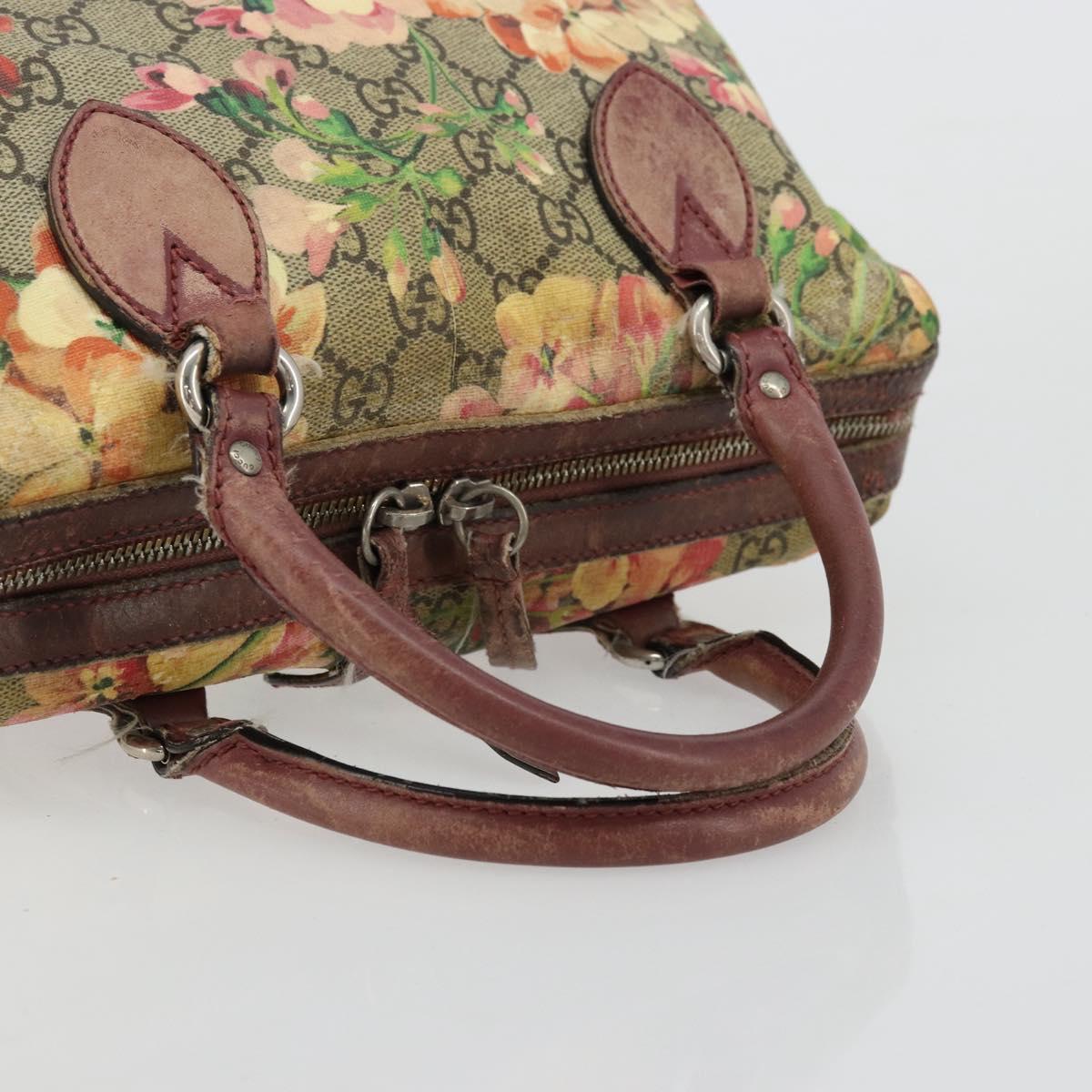 GUCCI GG Supreme Boston Bag PVC Beige Silver 409529 Auth ep14278
