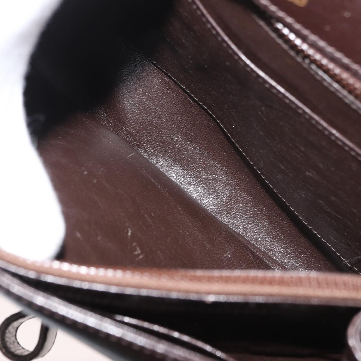 GUCCI Shoulder Bag Leather Brown Gold Auth ep14284