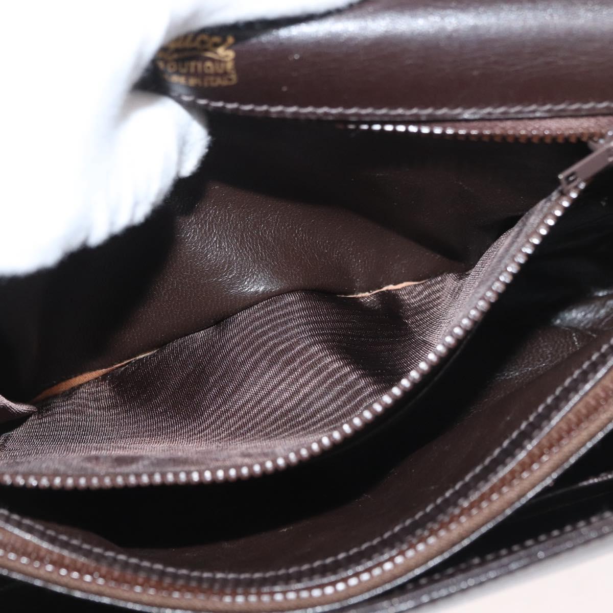 GUCCI Shoulder Bag Leather Brown Gold Auth ep14284