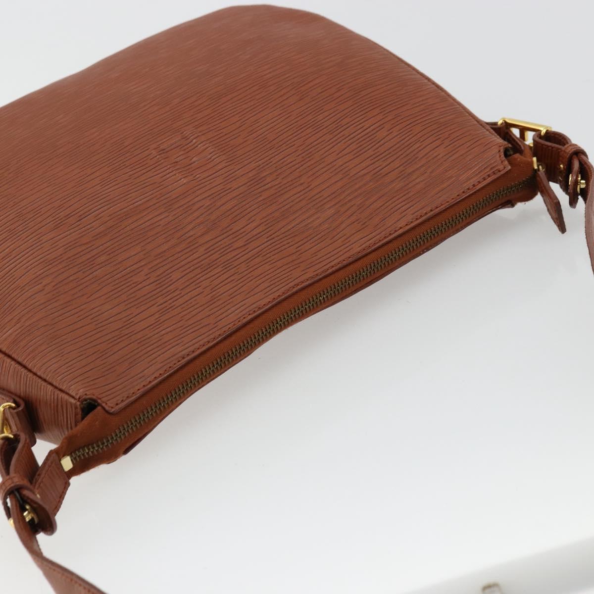 FENDI Shoulder Bag Leather Brown Gold Auth ep14286A
