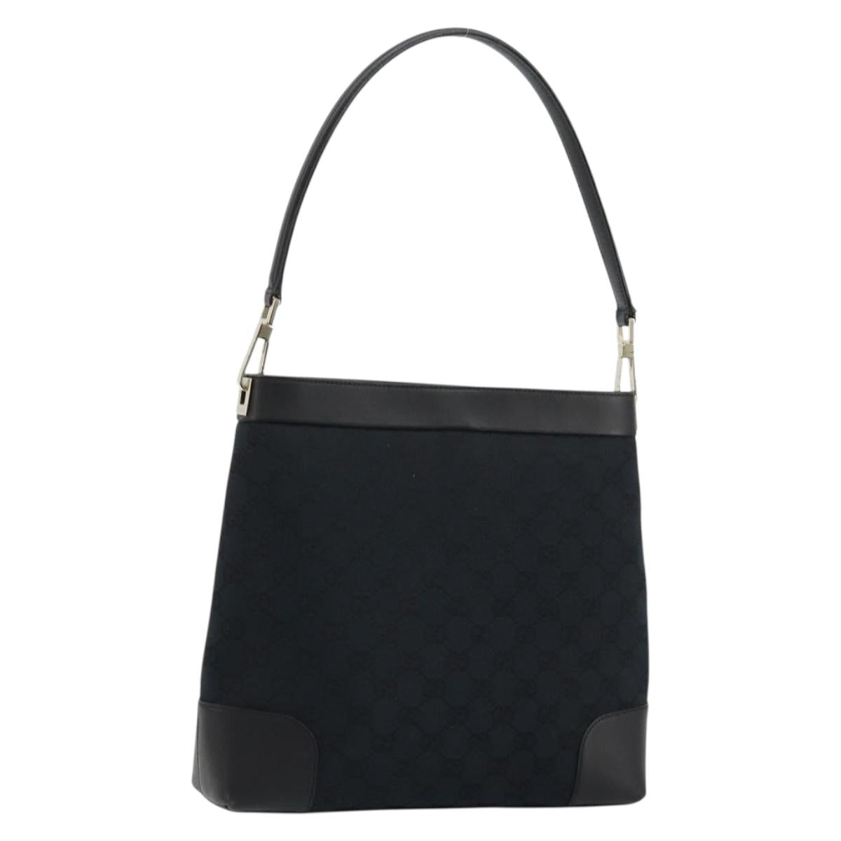 GUCCI GG Canvas Shoulder Bag Black Gold 001 4231 Auth ep14295A