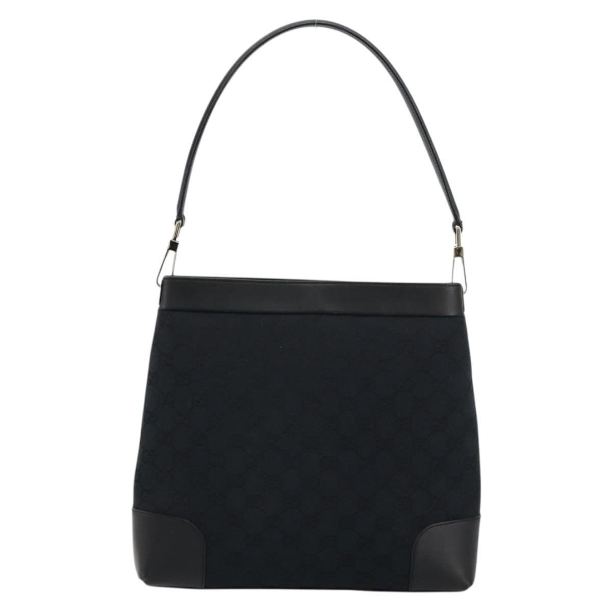 GUCCI GG Canvas Shoulder Bag Black Gold 001 4231 Auth ep14295A